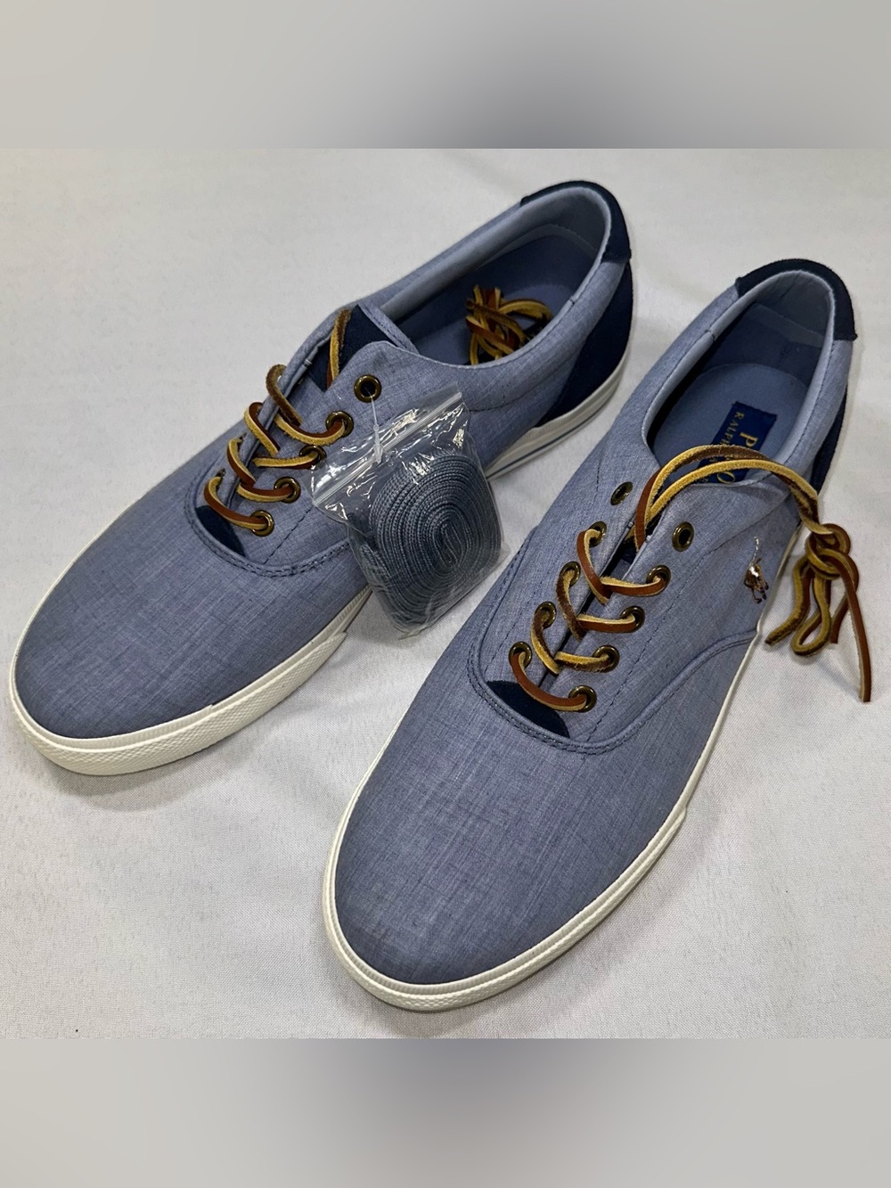Polo Ralph Lauren Vaughn Chambray Canvas Mens Shoes Sz 12D Preppy Golf Polo NWOT